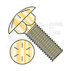 Square Neck, Round Head Carriage Bolt Grade 8 Full Thread Zinc Yellow