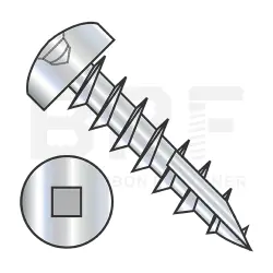 Square Recess, Stl Zinc, Full Thread