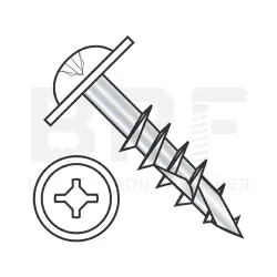 Square/Phillips, Stl Zinc w/White Hd, Part Thread